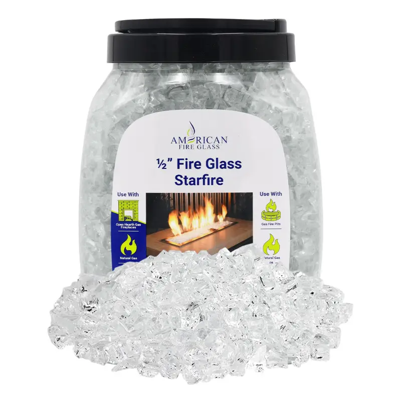 1/2 Inch Starfire Classic Fire Glass in a 10 lb jar by American Fire Products