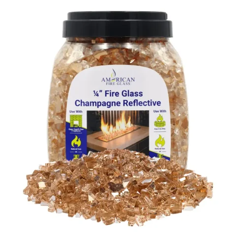 1/4 inch Champagne reflective fire glass by American Fire Products in a 10 lb jar
