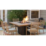 French Barrel Oak Firetable in Patio Setting