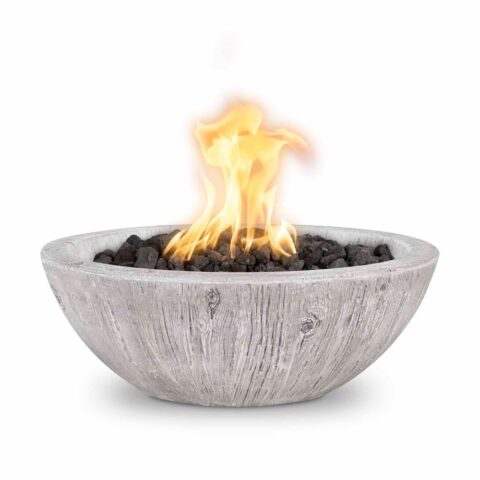 Sedona 27 Inch Wood Grain Fire Bowl - GFRC Concrete - The Outdoor Plus
