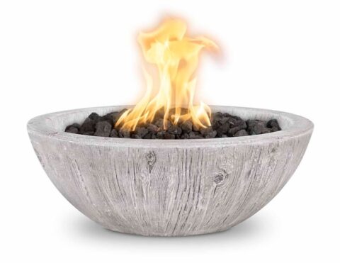 Sedona 27 Inch Wood Grain Fire Bowl - GFRC Concrete - The Outdoor Plus