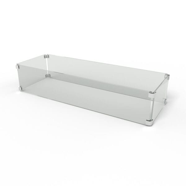Rectangular Glass Fire Pit Wind Guard - The Outdoor Plus
