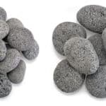 Comparison of 4 sizes of Tumbled lava Stone