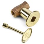 Straight Gas Fire Pit Shut Off Valve with a Brass Key and Flange