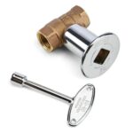 Straight Gas Fire Pit Shut Off Valve with a Chrome Key and Flange