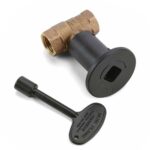 Straight Gas Fire Pit Shut Off Valve with a Black Key and Flange