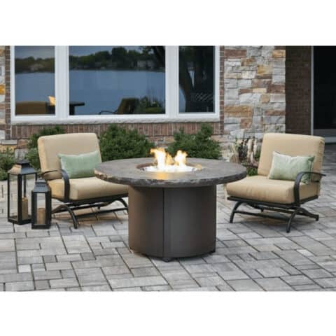Marbleized Noche Beacon Chat Height Gas Fire Pit Table