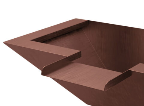 Maya Copper Water Bowl with Scupper-Wall Mounted