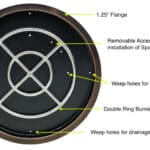 Bronze Round Drop In Fire Pit Pan with Spark Ignition Kit