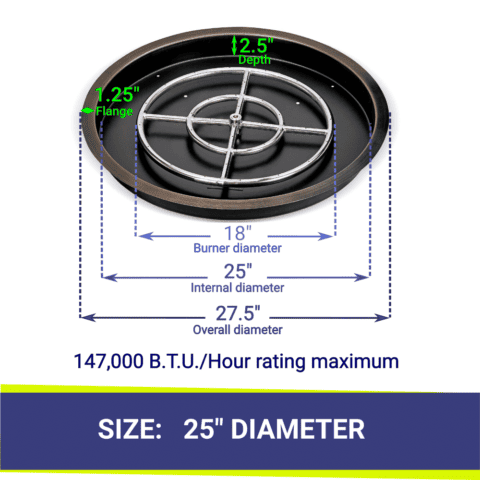 Round Bronze Match Light Fire Pit Kit by American Fireglass