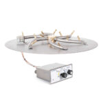 Round Flat Fire Pit Kit Triple S Bullet Burner and Flame Sense Spark Ignition