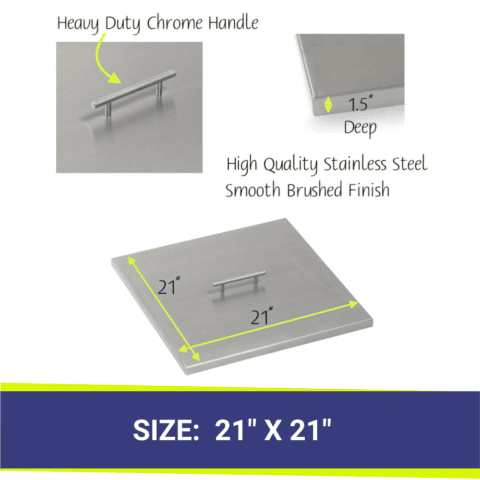 18 inch square stainless steel fire pit cover dimensions