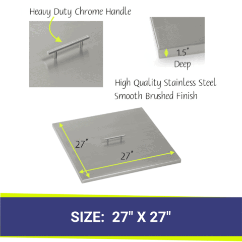 24 inch square stainless steel fire pit cover dimensions