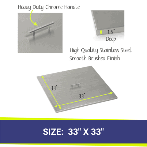 30 inch square stainless steel fire pit cover dimensions