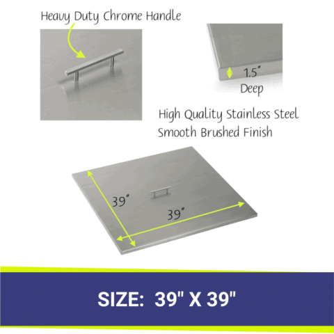 36 inch square stainless steel fire pit cover dimensions