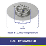 Round Flat Fire Pit Pan and Burner  12 to 36 Inches