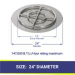 Round Flat Fire Pit Pan and Burner  12 to 36 Inches