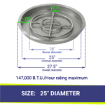 Round Stainless Steel Drop In Fire Pit Pan and Burner by American Fire Glass
