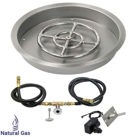 19 Inch Round Drop-In Fire Pit Pan with Spark Ignition Kit - Natural Gas