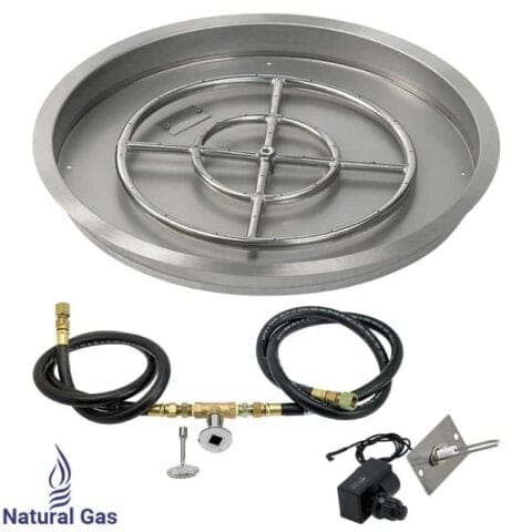 25 Inch Round Drop-In Fire Pit Pan with Spark Ignition Kit - Natural Gas