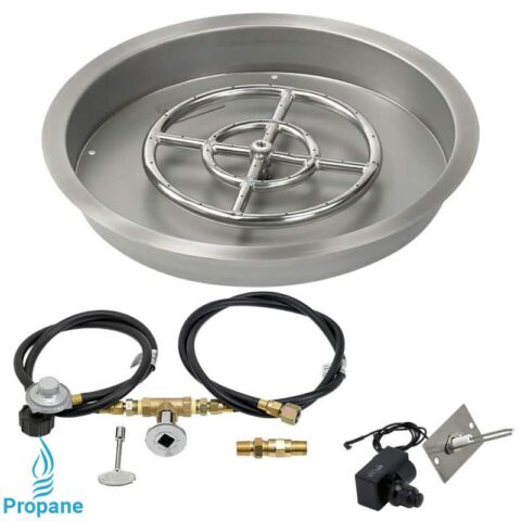 19 Inch Round Drop-In Fire Pit Pan with Spark Ignition Kit - Natural Gas