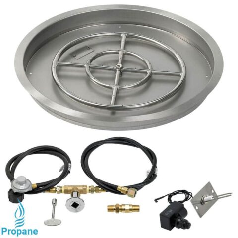 25" Round Drop-In Fire Pit Pan with Spark Ignition Kit - Propane