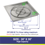 Square Fire Pit Pan with Match Light Kit - SS-SQPMKIT / American Fireglass