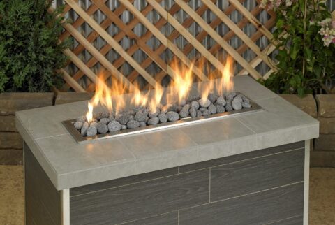 Tumbled Lava Stone in a lit fire pit