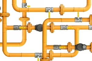 Bright yellow Gas Pipes and gas valves for How Gas Pipe Sizing Charts Work for Fire Pits