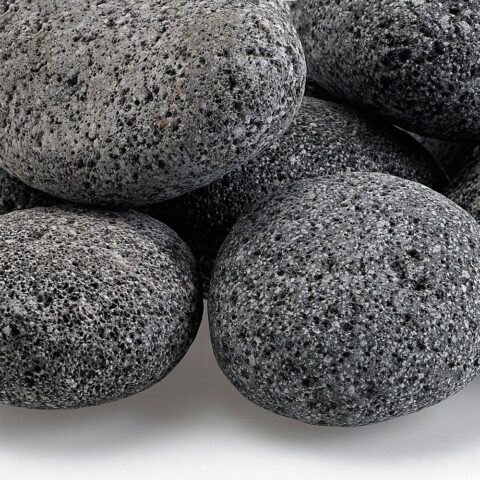 A close up of Large Tumbled Lava Stone for fire pits and fireplaces