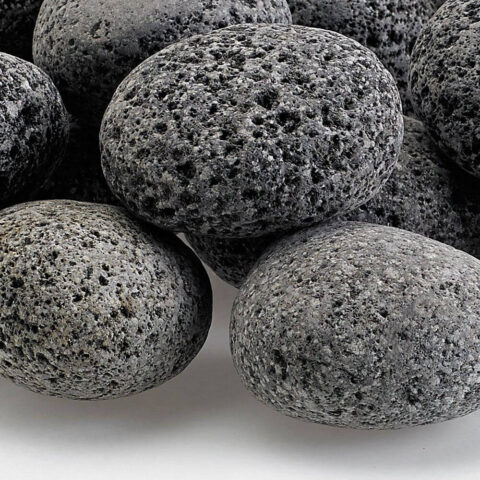 A close up of Medium Tumbled Lava Stone for fire pits and fireplaces