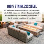 American Fire Glass Linear Drop-In Pan with Wind Guard in outdoor patio setting