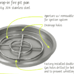 Round Stainless Steel Drop In Fire Pit Pan and Burner American Fire Glass