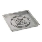 American Fireglass Stainless Steel Square Drop In Pan with Burner