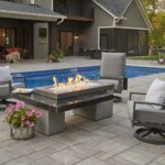 Black Uptown Linear Gas Fire Pit Table UPT-1242