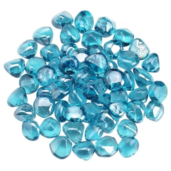 A pile of Powder Blue Luster Zircon Fire Glass viewed from above