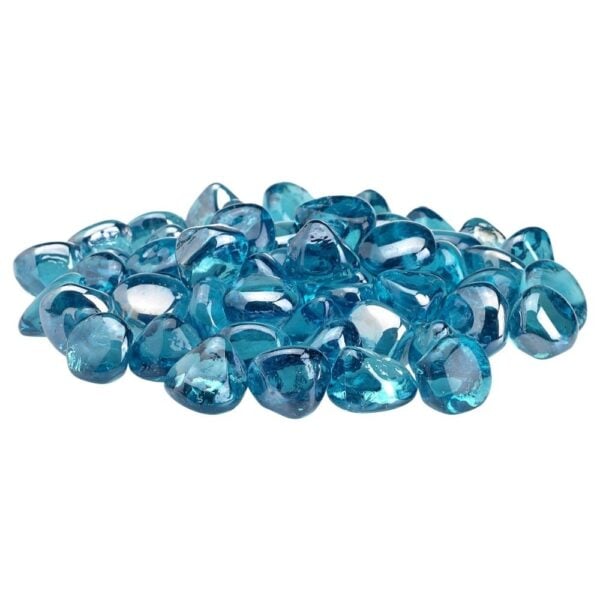 A pile of Powder Blue Luster Zircon Fire Glass viewed from the side