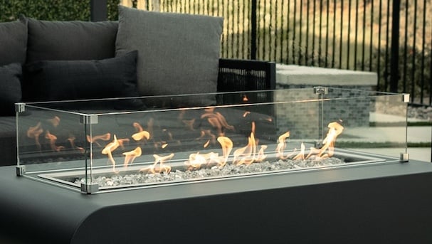 Rectangular Glass Fire Pit Wind Guard - The Outdoor Plus