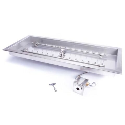 HPC Match Lit Rectangular Fire Pit Insert with Torpedo H Burner