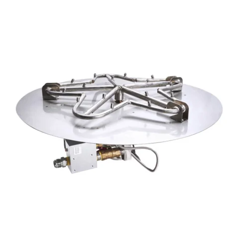 HPC Round Flat Fire Pit Insert with Torpedo Penta Burner and Electronic Ignition