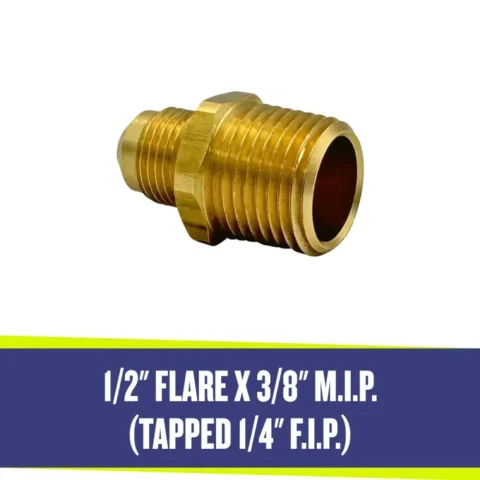 1/2" Flare - 3/8" MIP with Tapped 1/4" FIP