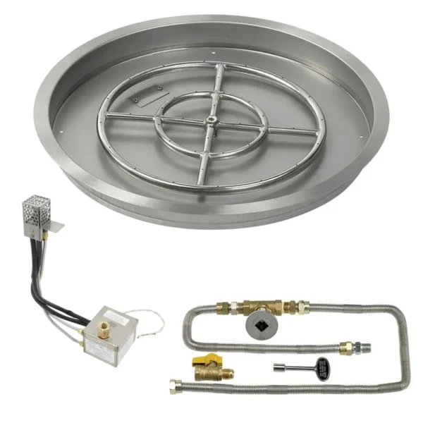 AFP AWEIS Round Drop-In Fire Pit Kit with Pan, Burner, Electronic Ignition, and Gas Connections