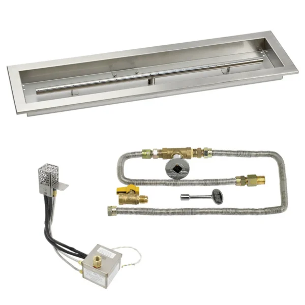 Linear Drop-In Fire Pit Kit AWEIS Ignition - Pan, Burner, Electronic Ignition System & Gas Connections
