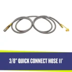 11' long - 3/8" Quick Connect Rubber Gas Hose