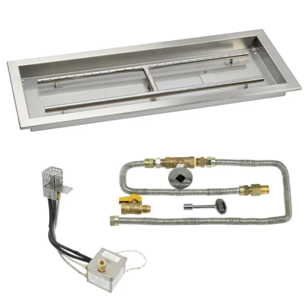 Rectangular Drop-In Fire Pit Kit AWEIS Ignition - Electronic Ignition System and Gas Connections