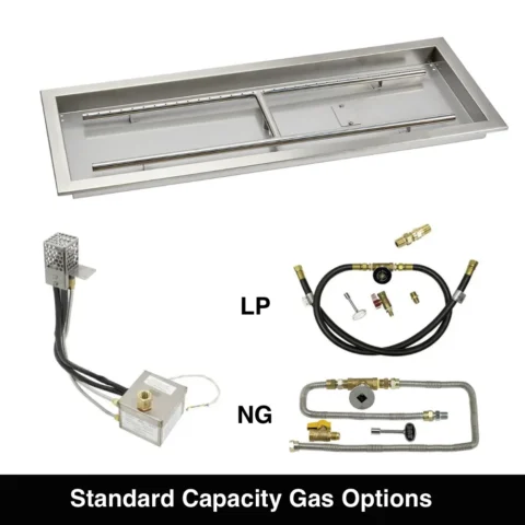 Rectangular Drop-In Fire Pit Kit AWEIS Ignition Gas Connection Options