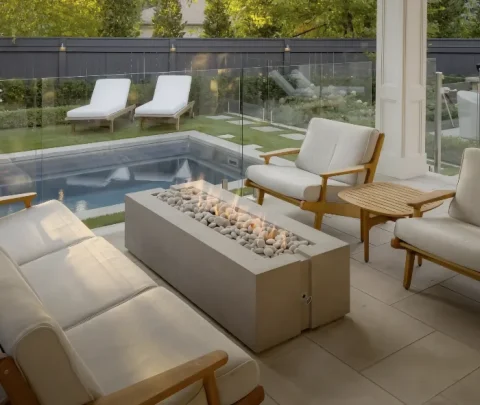 Lightweight Concrete Avera Fire pit in a patio setting