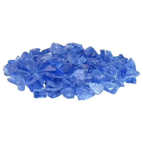 Light Blue Recycled Fire Glass side view