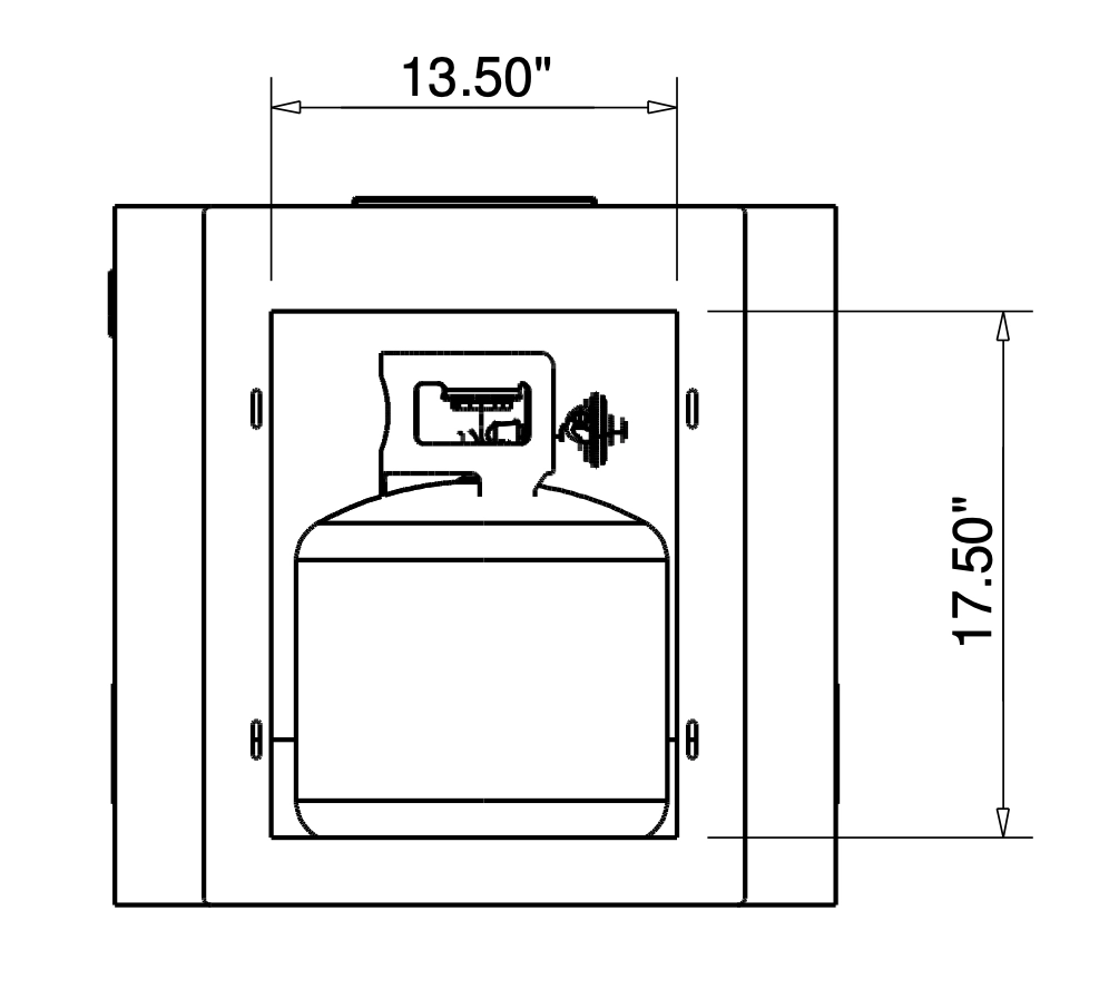L 20lb gas tank access panel dimensions