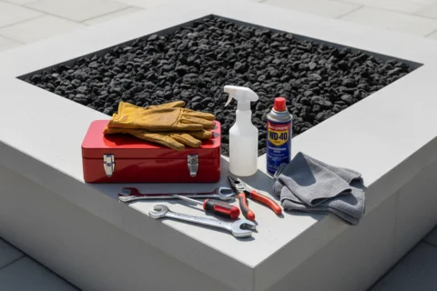 Fire Pit Maintenance involving tools & cleaning products